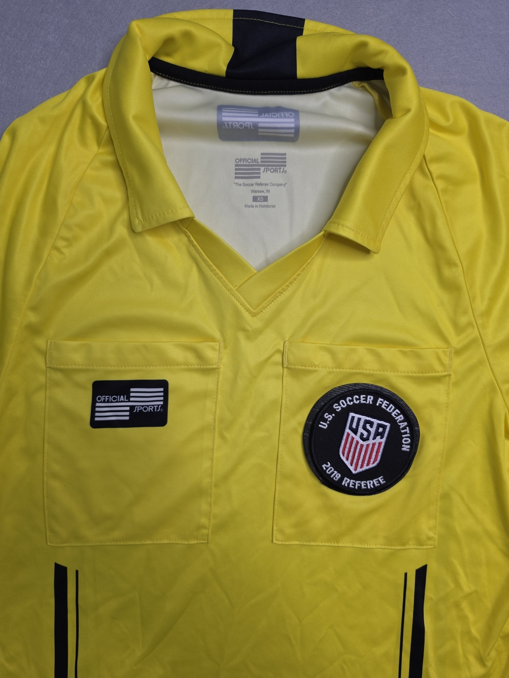 Official Sports USSF Soccer 2019 Referee Jersey Men’s- Yellow Short Sleeve, XS